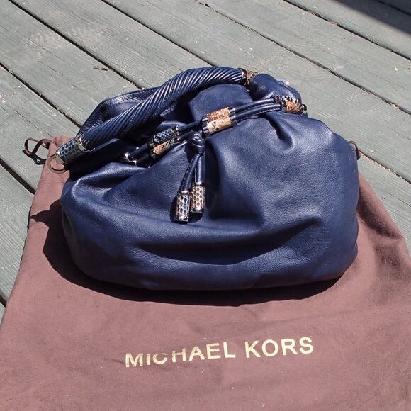 Michael Kors Navy Leather Hobo Bag - Picture 13 of 13